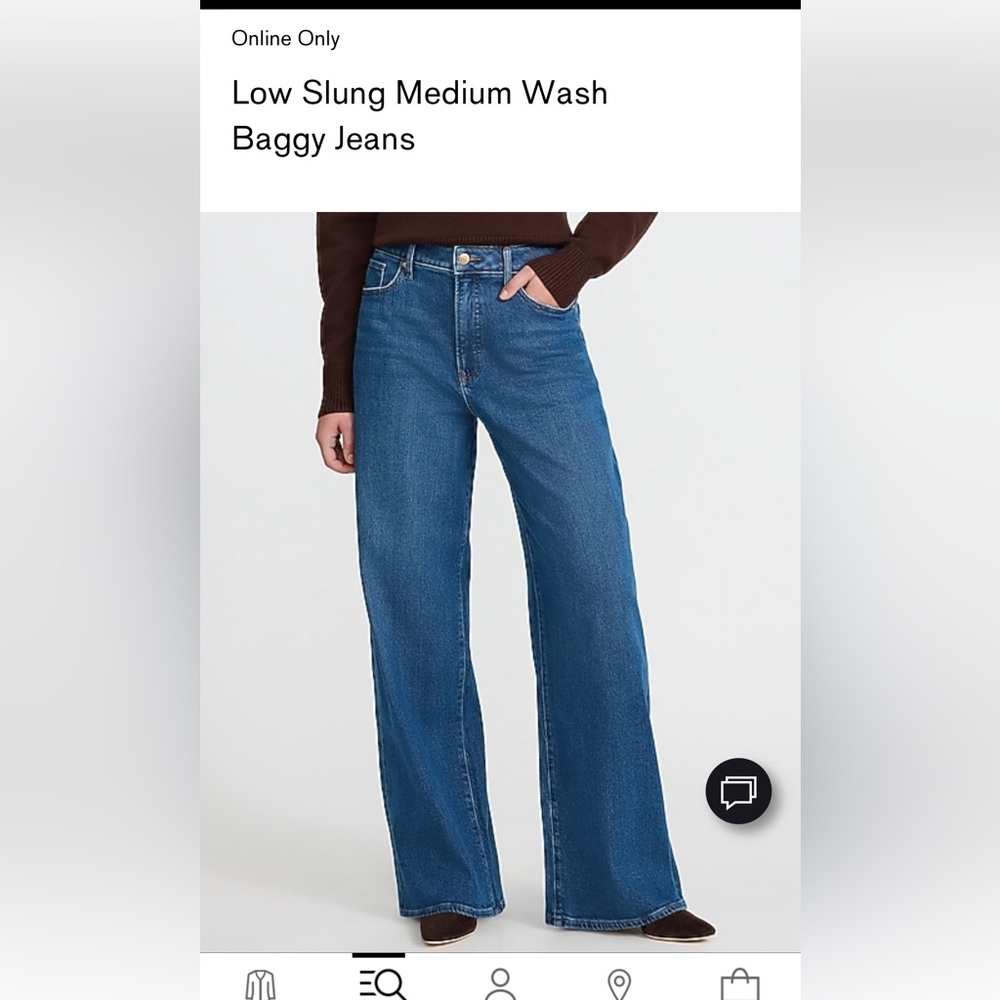 Express Low Slung Medium Wash Baggy Jeans - Blue